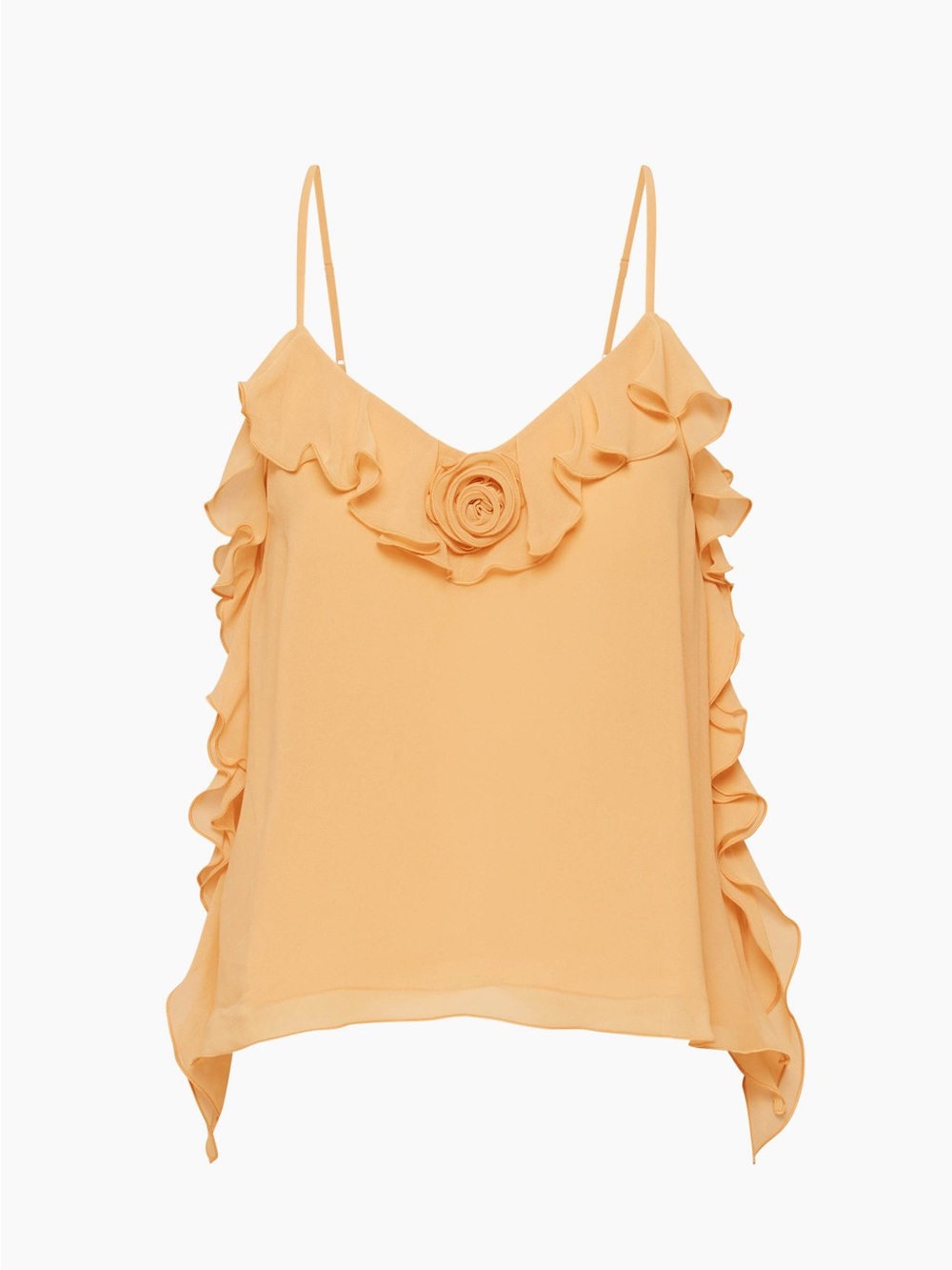 Brand New Without Tags Wilfred Peach Ruffle Camisole with Rosette Detail